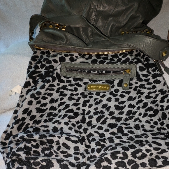 Betsey Johnson leather studded tassel hobo shoulder bag. - Picture 11 of 12